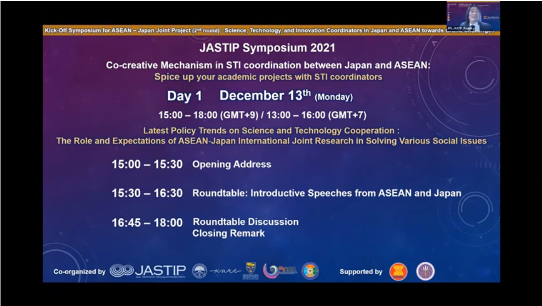 JASTIP Symposium “Co-creative Mechanism in STI coordination between Japan and ASEAN” (13/12/2021)